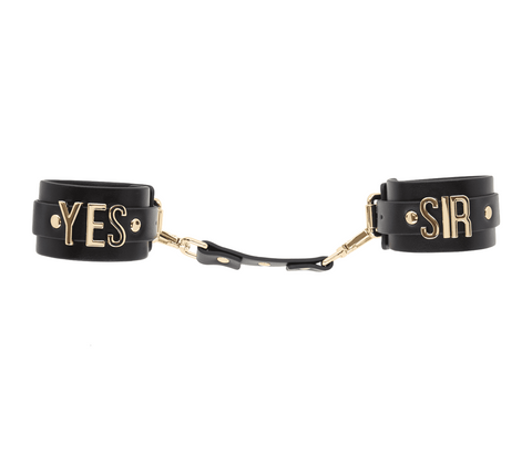 Love In Leather Yes Sir Faux Leather Wrist Cuffs Bold Statement BDSM - Cuffs And Restraints