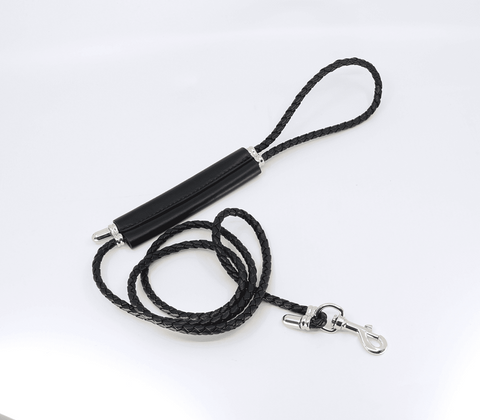 Love In Leather Braided Lead With Coloured Hardware Adjustable BDSM Control - Collars and Leads