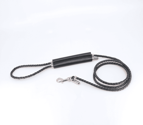 Love In Leather Braided Lead With Coloured Hardware Adjustable BDSM Control - Collars and Leads