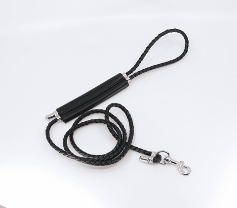 Love In Leather Braided Lead With Coloured Hardware Adjustable BDSM Control - Collars and Leads