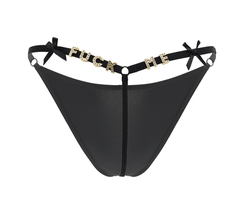 Love In Leather Fuck Me Printed G String Panty - G-Strings, Panties and Shorts