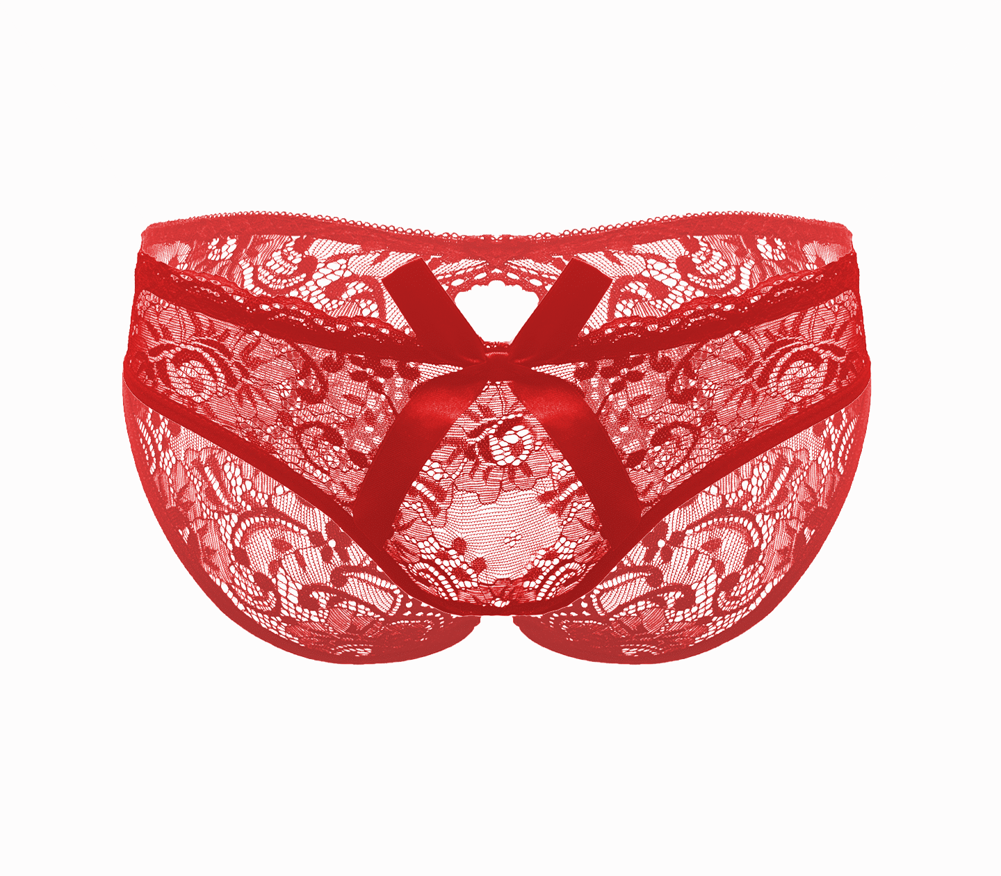 Love In Leather Sexy Womens Full Lace Crotchless Panties - G-Strings, Panties and Shorts