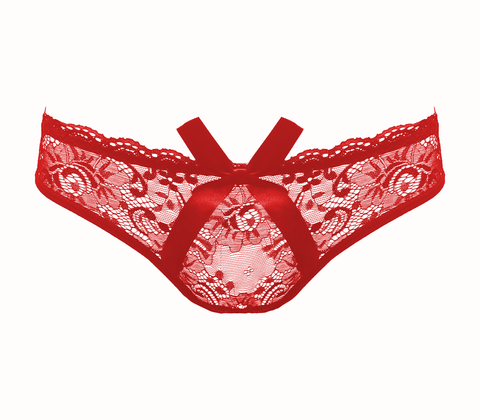 Love In Leather Sexy Womens Full Lace Crotchless Panties - G-Strings, Panties and Shorts