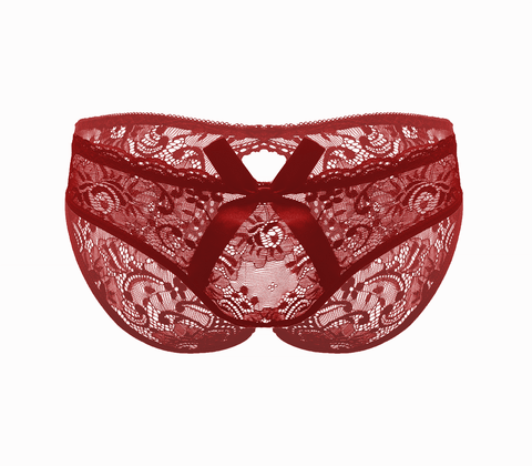 Love In Leather Sexy Womens Full Lace Crotchless Panties - G-Strings, Panties and Shorts