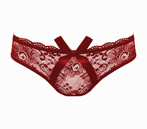 Love In Leather Sexy Womens Full Lace Crotchless Panties - G-Strings, Panties and Shorts