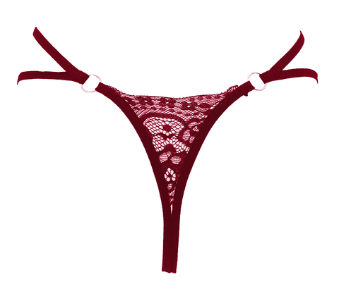 Love In Leather Crotchless Lace and Pearl Panties - G-Strings, Panties and Shorts