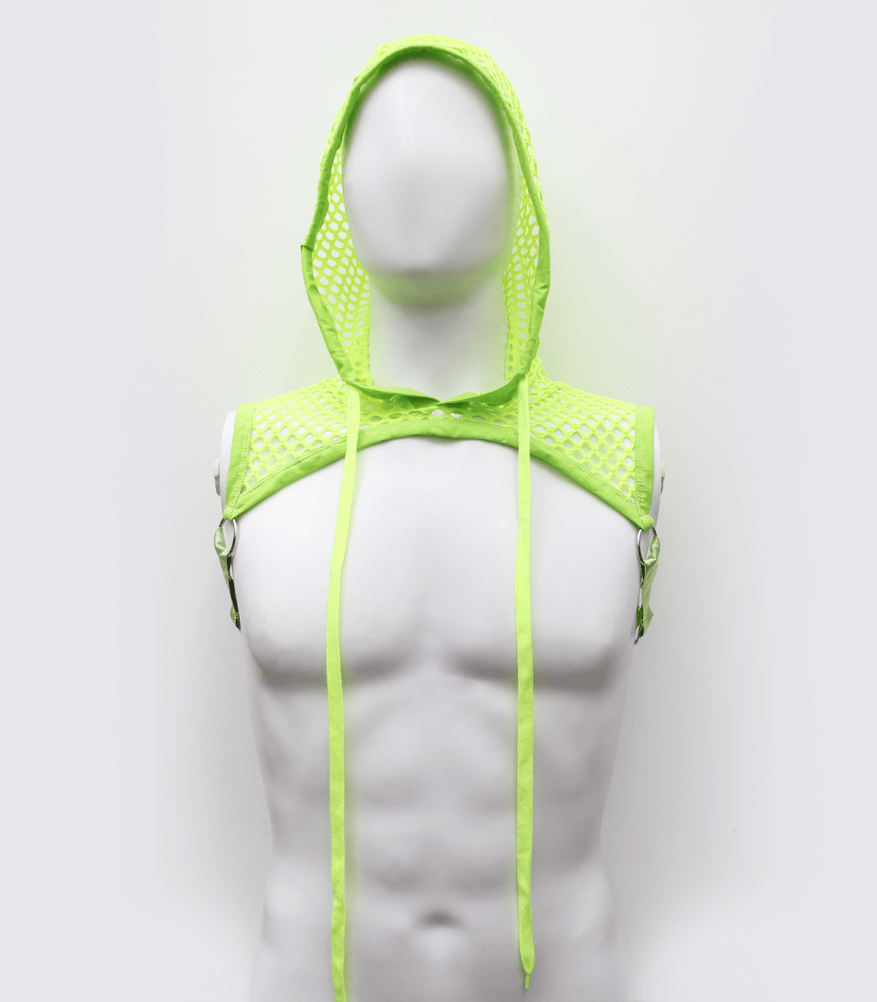Love In Leather Mens Cropped Mesh Top with Hood - His Fetish