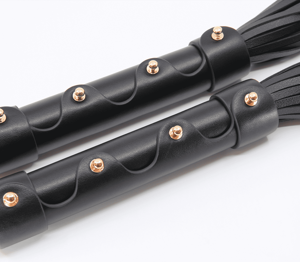 Love In Leather BDSM Flogger With Coloured Hardware Premium Impact Sex Toy - - Whips And Crops