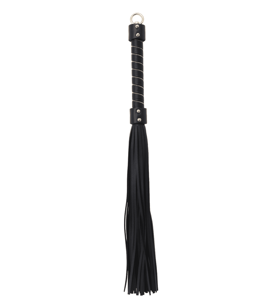 Love In Leather BDSM Flogger with Chain Detail Gold Embellished Impact Tool - - Whips And Crops