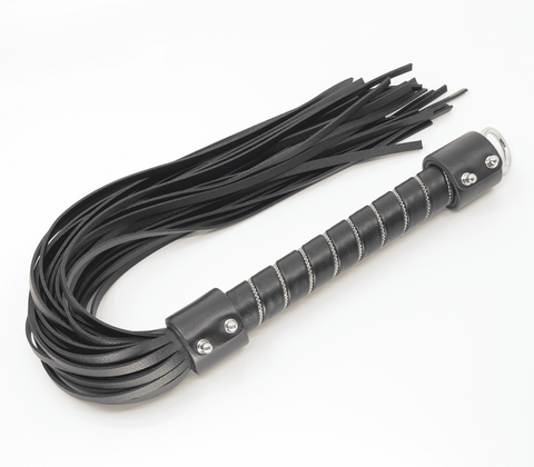 Love In Leather BDSM Flogger with Chain Detail Gold Embellished Impact Tool - Whips And Crops