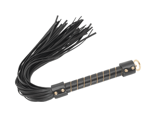 Love In Leather BDSM Flogger with Chain Detail Gold Embellished Impact Tool - Whips And Crops