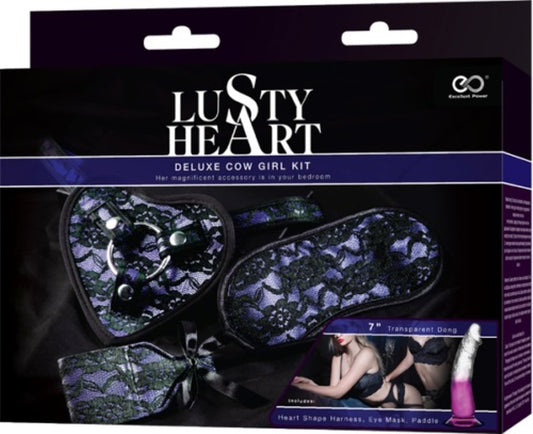 Lusty Heart Deluxe Cow Girl Kit Purple with Curved Dong - - Sex Kits