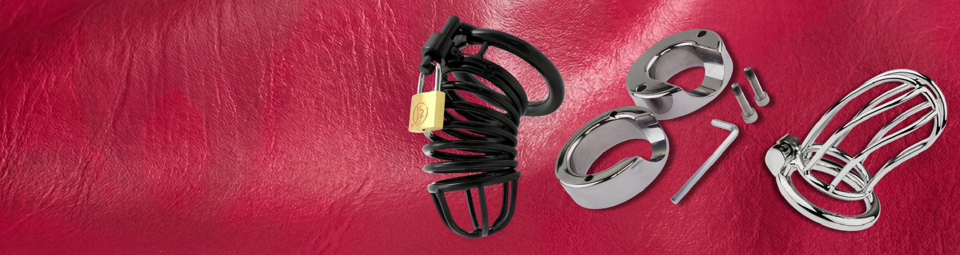 Male chastity collection banner – cock cages and chastity devices Australia