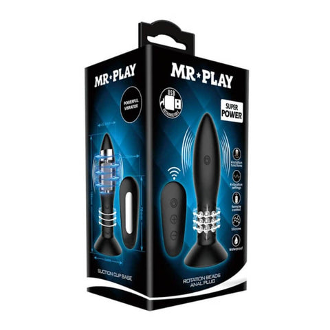 Mr Play Remote Control Rotation Beads Anal Plug - Butt Plugs