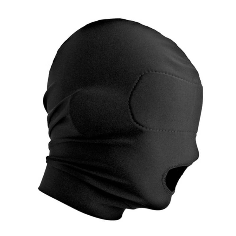 Spandex Open Mouth Hood With Padded Blindfold - - Bondage Hoods