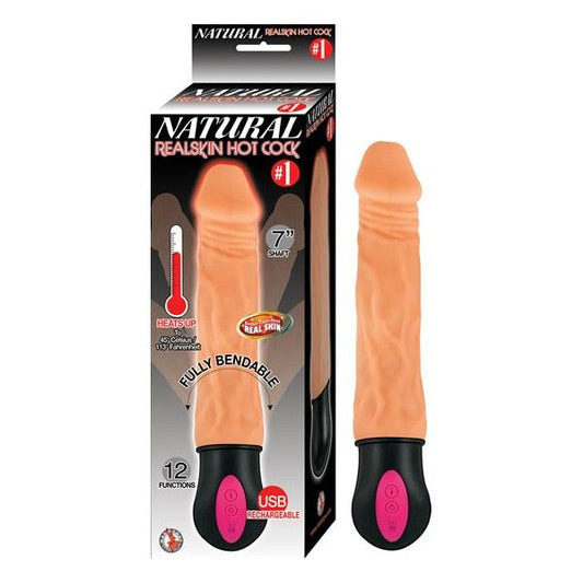 NATURAL REALSKIN 7 Inch Hot Cock No.1 - - Vibrating Dildos