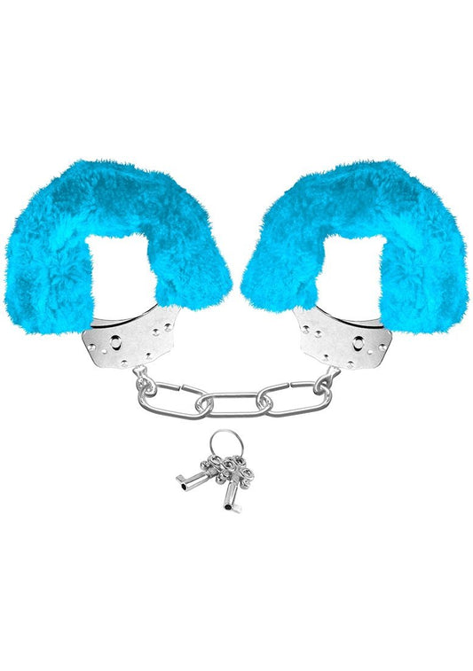 Neon Furry Cuffs Blue - - Cuffs And Restraints