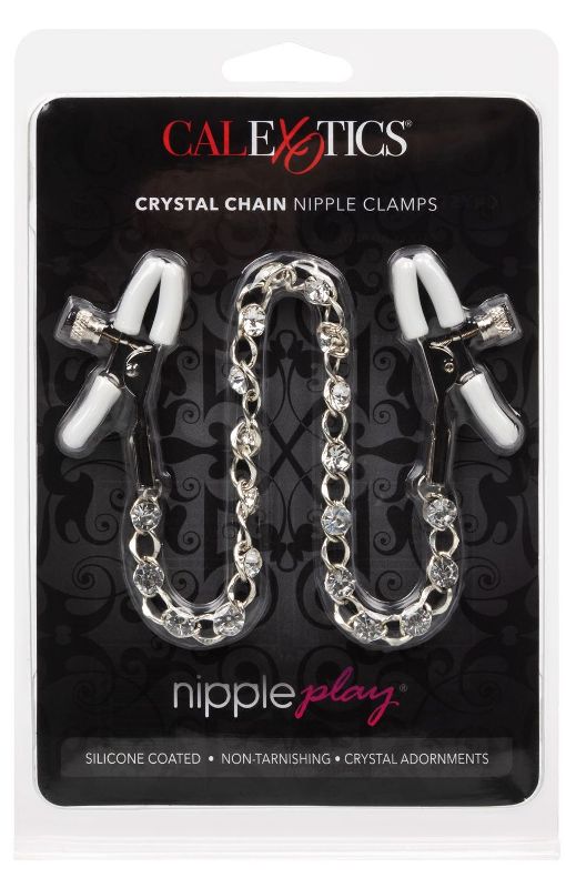 Nipple Play Crystal Chain Nipple Clamps - - Nipple and Clit Clamps