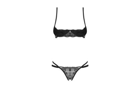 Obsessive Nutris 2 Piece Crotchless Bra Panty Set - Bras and Bra Sets