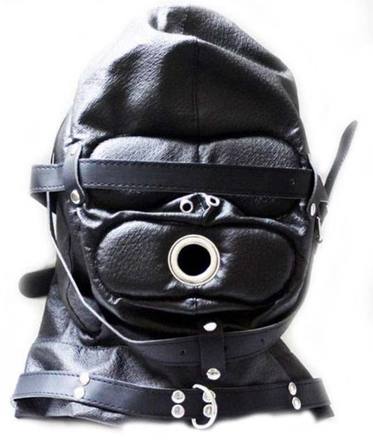 ObeySir Sensory Deprivation Hood Leather - - Bondage Hoods