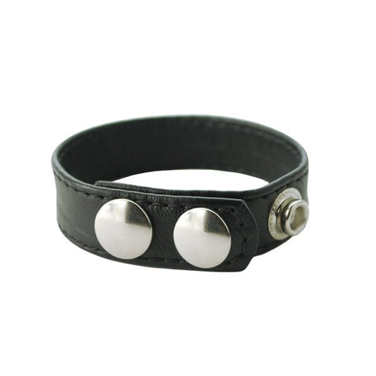 Plain Joe Leather Cock Ring 3 Speed Snap Adjustable - - Cock Rings