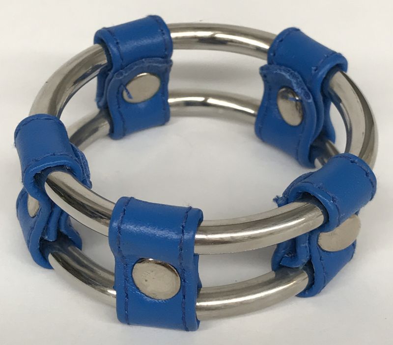 Plain Tube Steel Double Cock Ring Blue - 55MM - Cock Rings