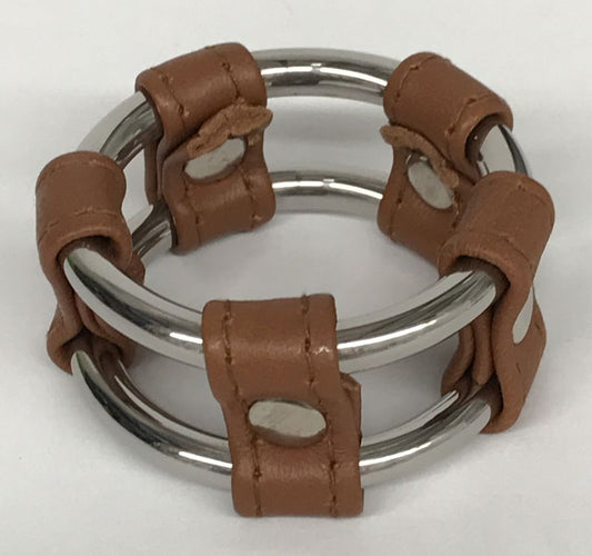 Plain Tube Steel Double Cock Ring Brown - - Cock Rings