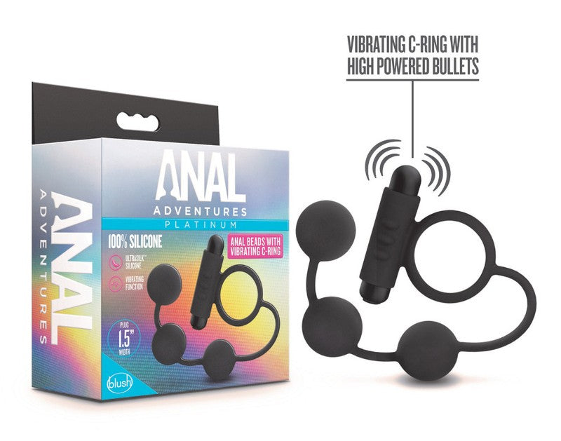 Platinum Anal Beads & Vibrating C-Ring - - Vibrating Cock Rings