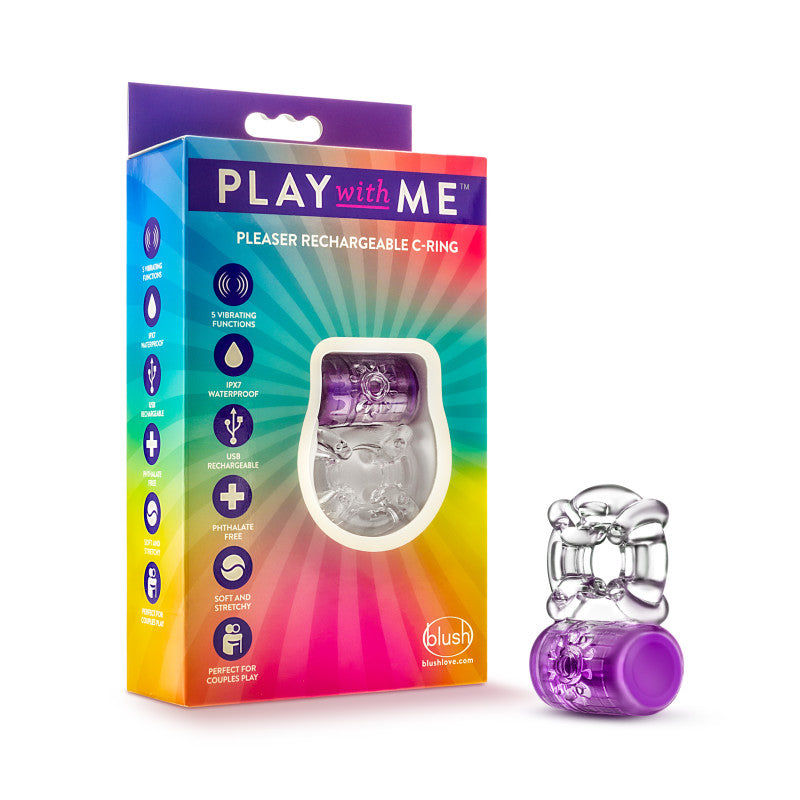 Play With Me Pleaser Rechargeable C-Ring - - Vibrating Cock Rings