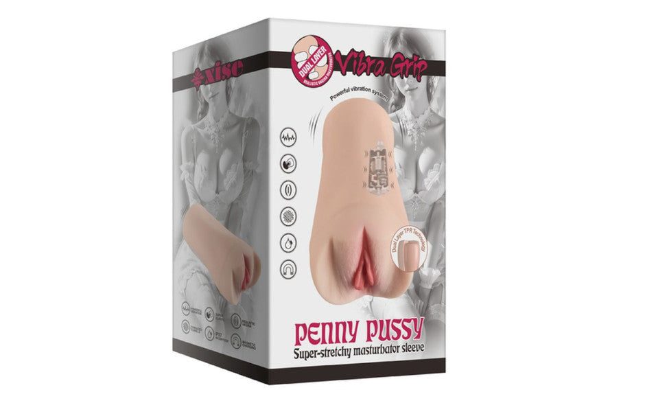 Xise Penny Pussy Dual Layer Vibrating Male Masturbator - - Masturbators and Strokers