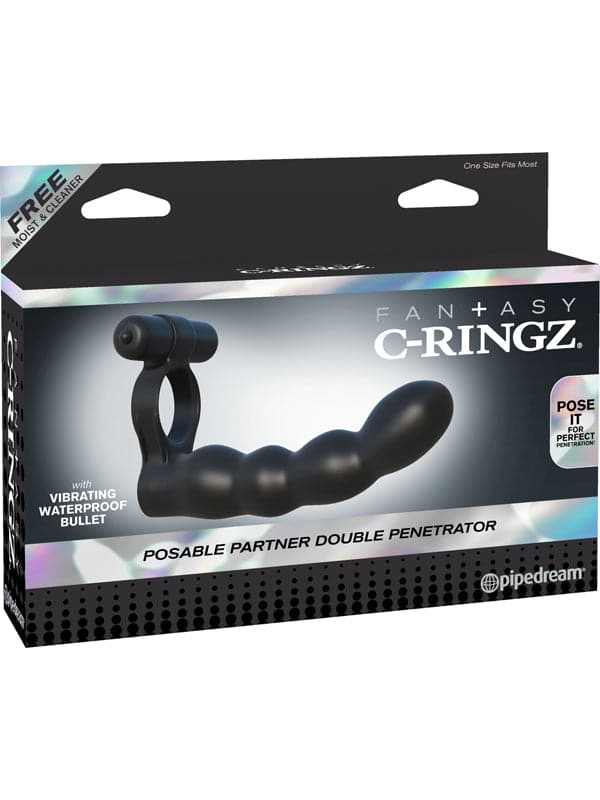 Fantasy C-Ringz Posable Partner Double Penetrator - - Stretchy Cock Rings