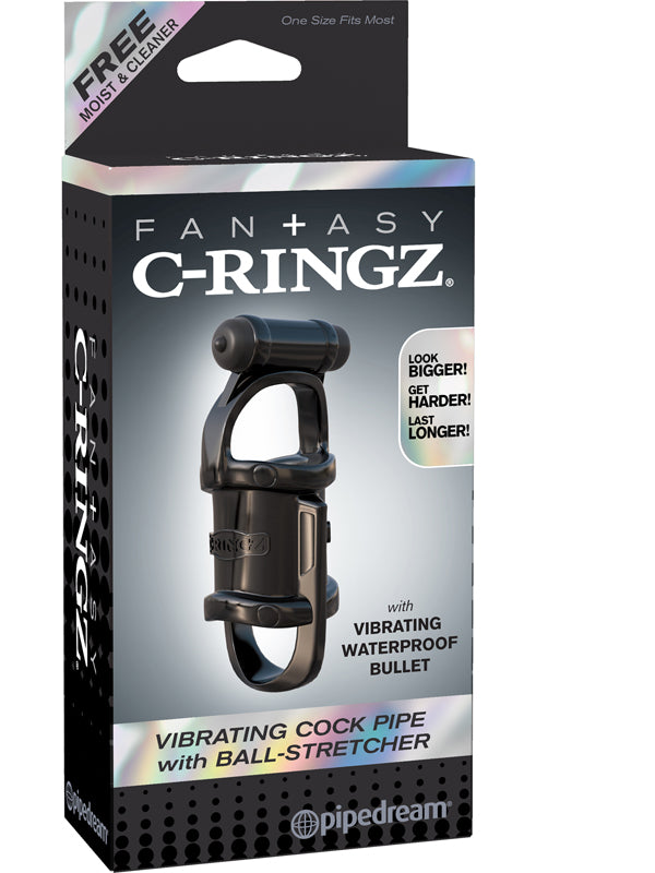 Fantasy C-Ringz Vibrating Cock Pipe with Ball Stretcher - - Vibrating Cock Rings