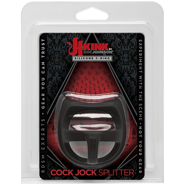 Kink Cock Jock Silicone Splitter Black - - Cock Rings