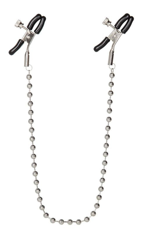 Nipple Play Silver Beaded Nipple Clamps - - Nipple and Clit Clamps