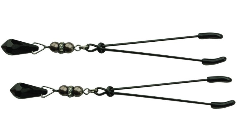 Spartacus Adjustable Lavish Tweezer Clamps with Pearl - - Nipple and Clit Clamps