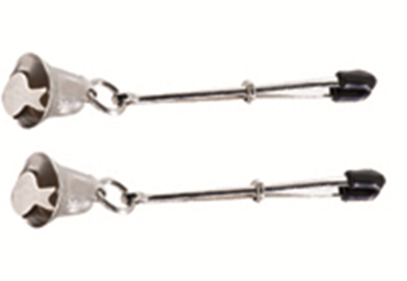 Spartacus Adjustable Tweezer Clamps with Hanging Bell - - Nipple and Clit Clamps