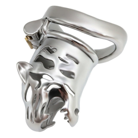 Hells Couture Ridem Tiger Silver Cock Cage Chastity Device - Male Chastity