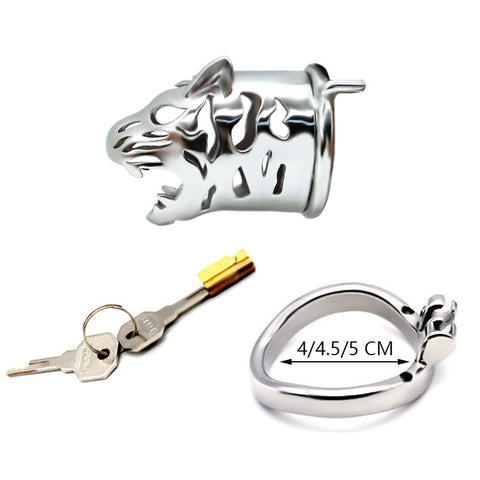 Hells Couture Ridem Tiger Silver Cock Cage Chastity Device - Male Chastity