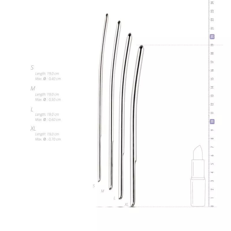 Sinner Gear Single Ended Dilator Trainer Set 4 Piece Medical Grade Steel - - Urethral Sounds