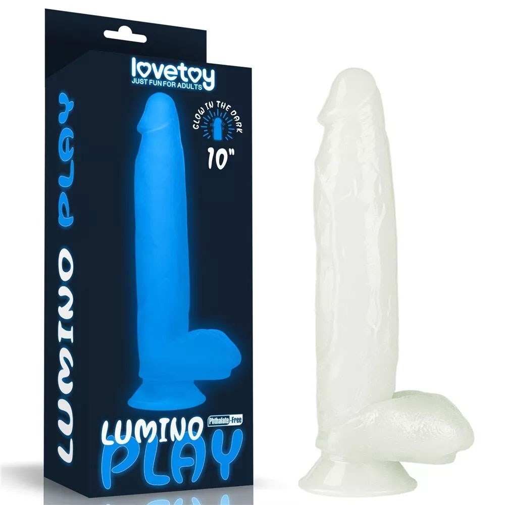 Lovetoy Lumino Play Realistic Dong 10 Inch Glow in the Dark Dildo - - Realistic Dildos
