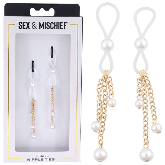 S&M Pearl Nipple Ties - - Nipple and Clit Clamps