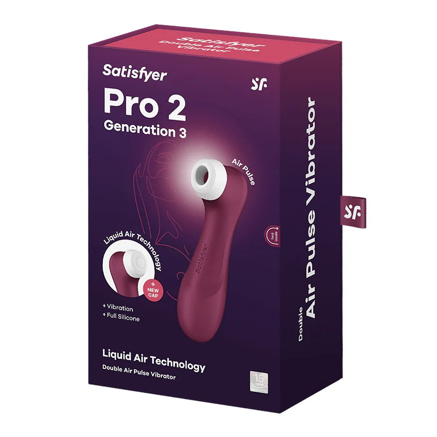 Satisfyer Pro 2 Generation 3 USB Rechargeable Clitoral Vibrator - Wine Red - Clit Ticklers and Pulsators