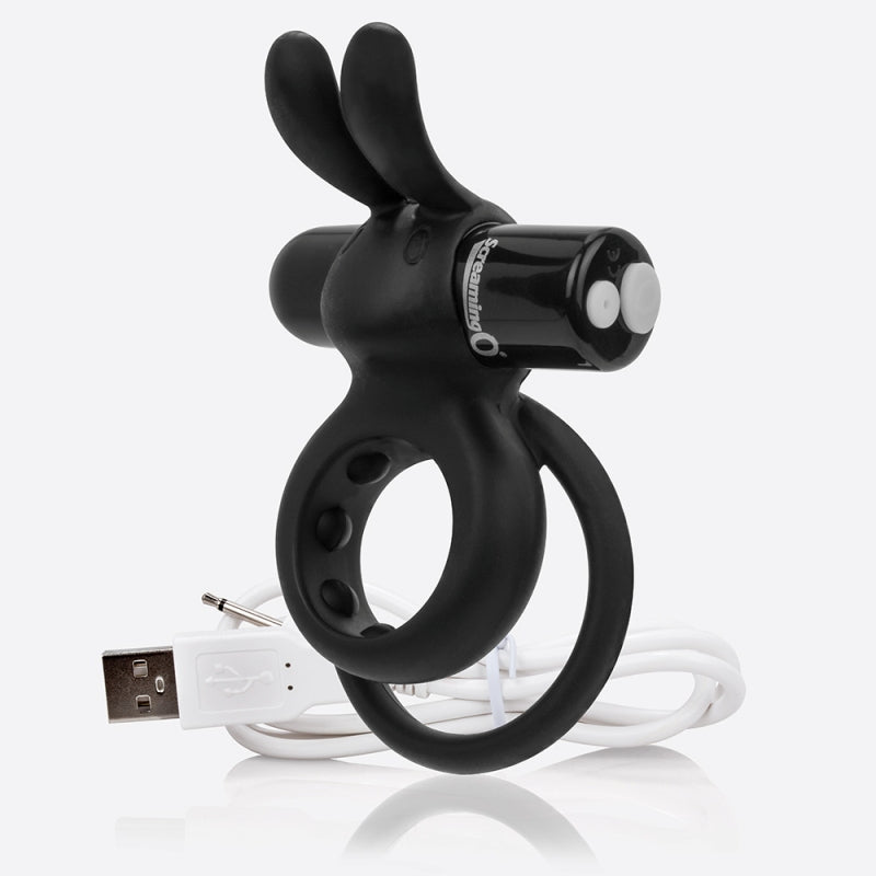 ScreamingO Charged Ohare Vibrating Rabbit Cock Ring - Black - Cock Rings