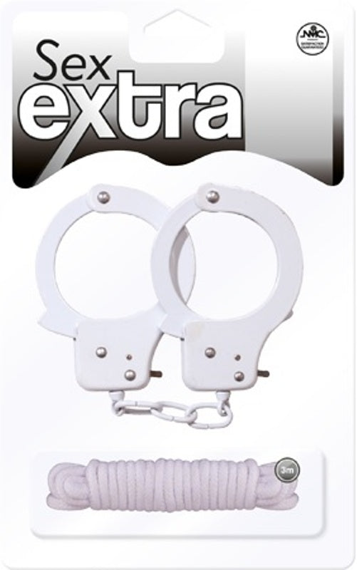 Sex Extra Metal Cuffs & Love Rope Kit Set - - Cuffs And Restraints