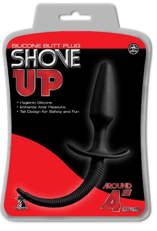 Shove Up 4 Inch Silicone Butt Plug with Tail Black