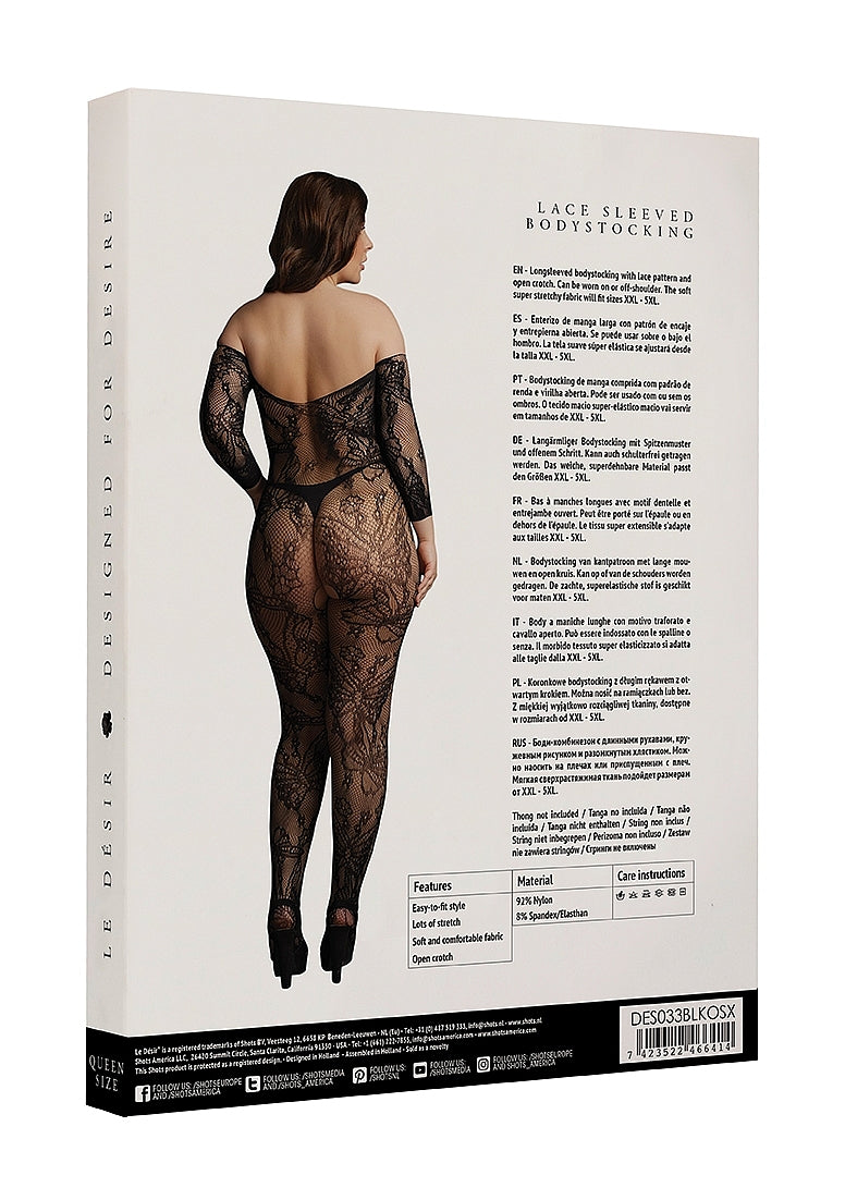 Le Desir Lace Long Sleeved Sexy Bodystocking Black - - Body Stockings