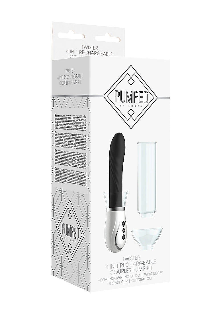 Shots Pumped Twister 4 in 1 Rechargeable Couples Pump Kit - Sex Toys For Couples