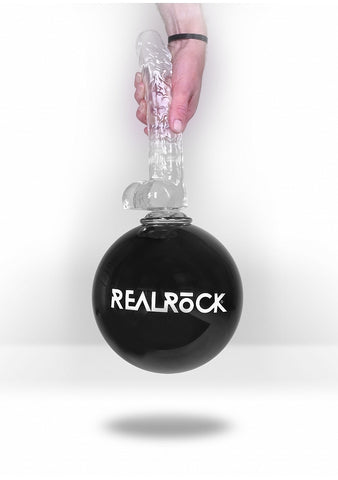 Realrock Realistic Dildo With Balls 25.4 cm Crystal Clear TPE Construction - Realistic Dildos
