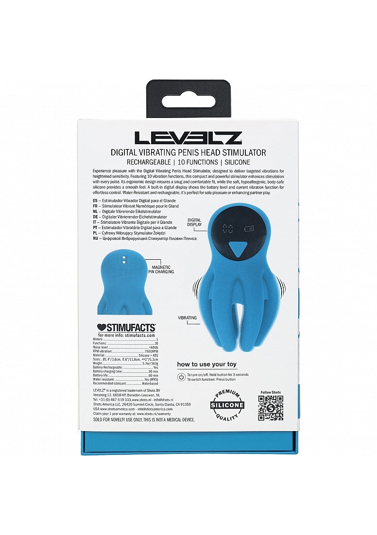 Shots LEVELZ Digital Vibrating Silicone Penis Head Stimulator - - Masturbators and Strokers