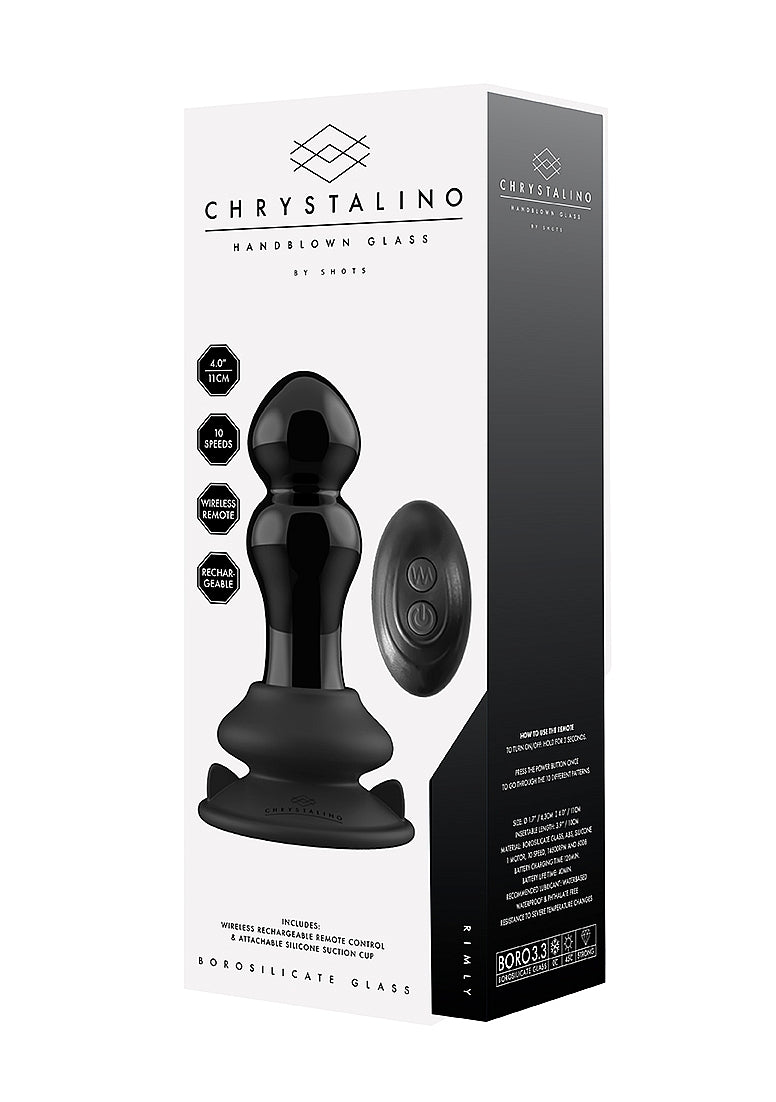 Shots Rimly Remote Control Glass Vibrator With Suction Cup - Glass Sex Toys
